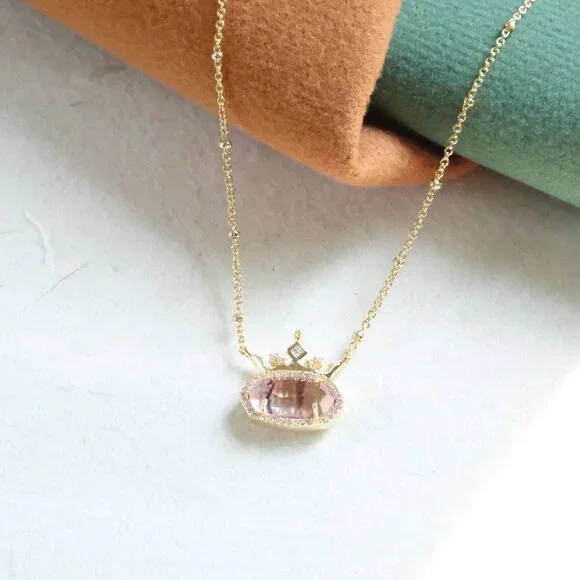 Kendra Scott Gold Disney Elisa Light Pink Abalone 'Positive' Necklace - Picture 2 of 2